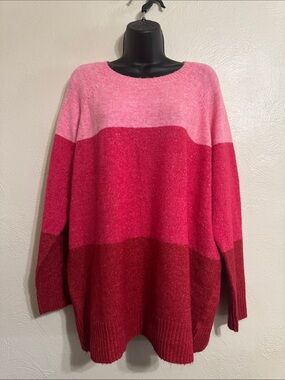torrid Pink and Red Blocked Crewneck Sweater 0442